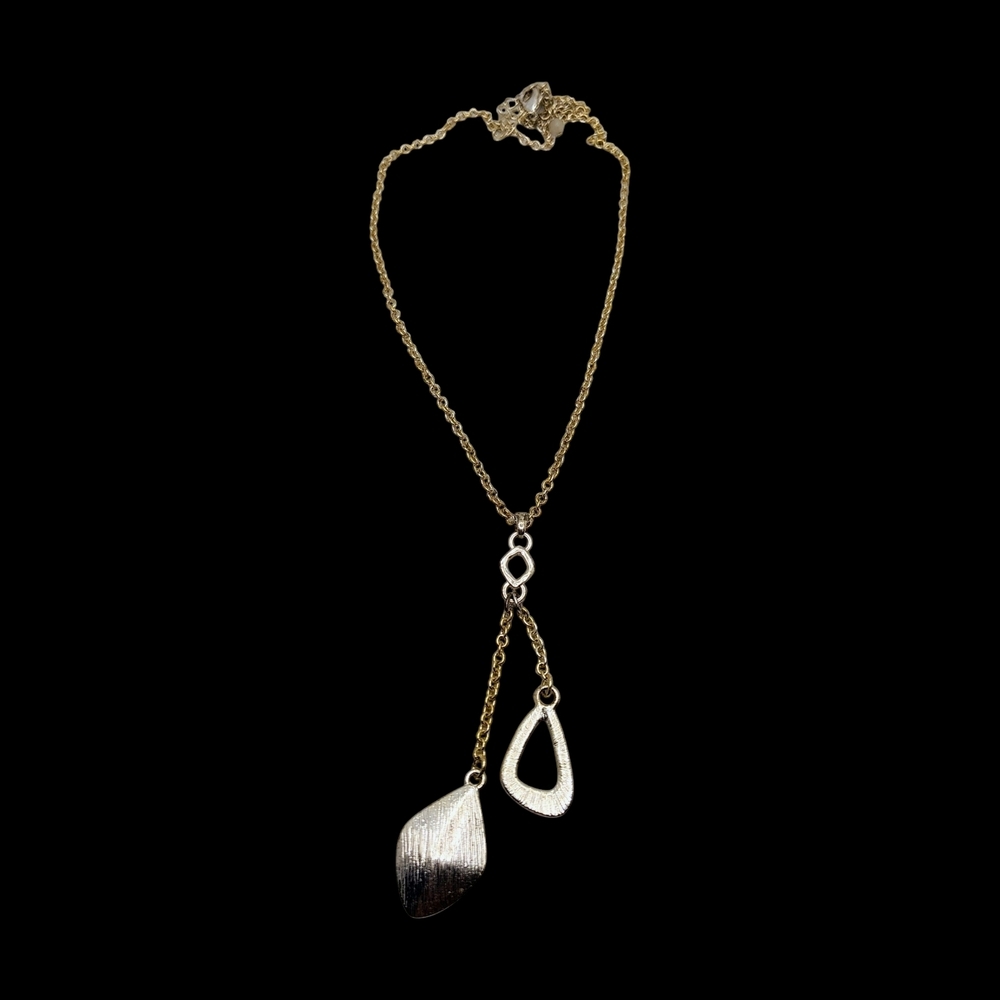 Women's Elegant Gold Tone and Silver Tone  Pendant Necklace